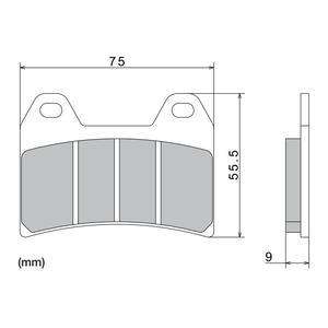 Remblokken NISSIN semi-metallische samenstelling 76x55,5x9 mm 2 stuks