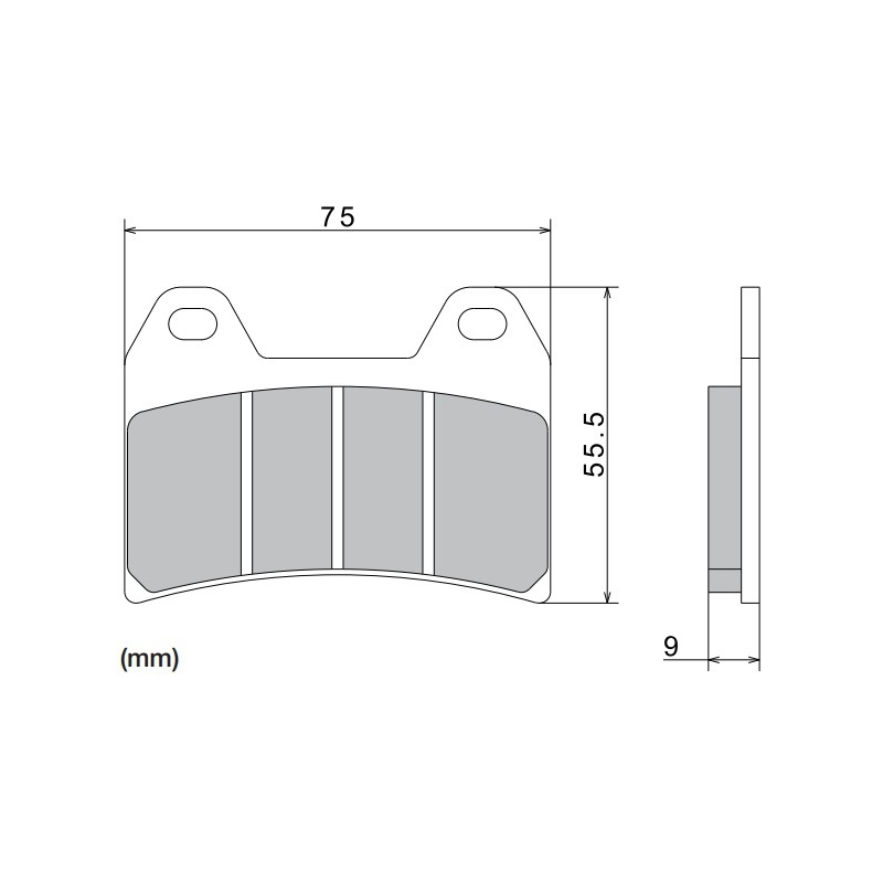 Remblokken NISSIN semi-metallische samenstelling 76x55,5x9 mm 2 stuks