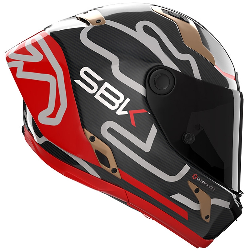 Nolan X-804 RS Ultra Carbon SBK integraal motorhelm glanzend zwart-rood-goud