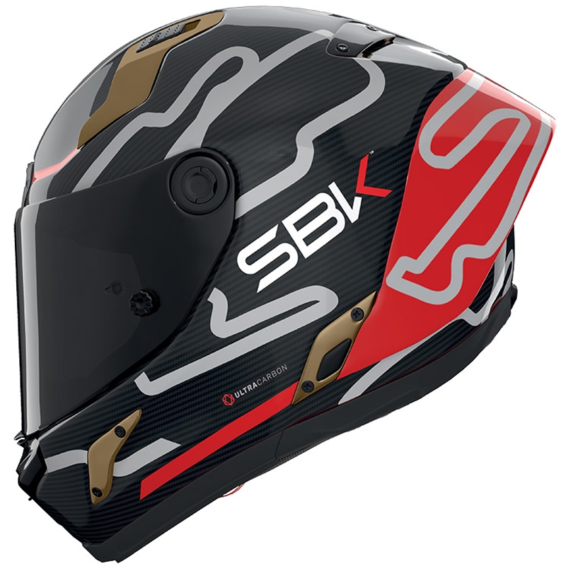 Nolan X-804 RS Ultra Carbon SBK integraal motorhelm glanzend zwart-rood-goud