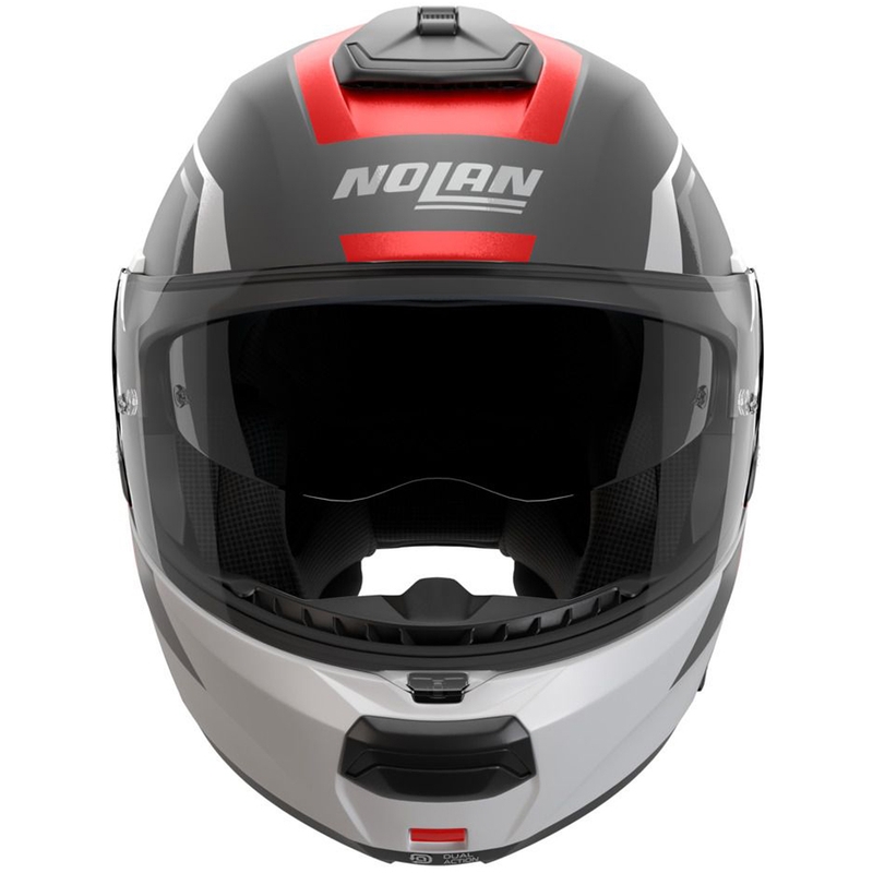Opklapbare motorhelm Nolan N100-6 Cinetico N-COM 361 matgrijs-wit-rood