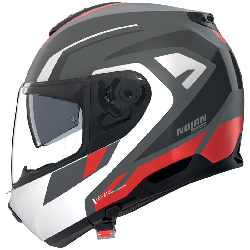 Opklapbare motorhelm Nolan N100-6 Cinetico N-COM 361 matgrijs-wit-rood