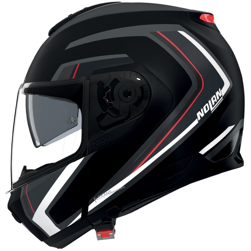 Opklapbare motorhelm Nolan N100-6 Radiante N-com 357 zwart-zilver-rood