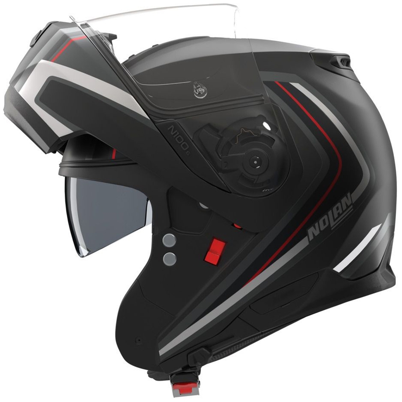 Opklapbare motorhelm Nolan N100-6 Radiante N-com 357 zwart-zilver-rood