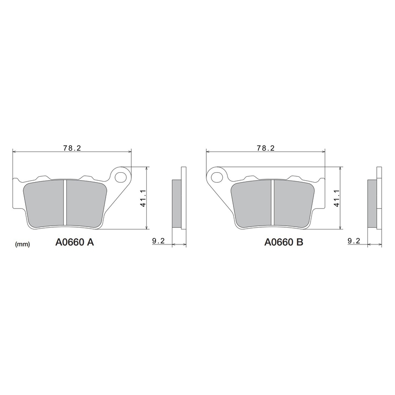 Remblokken NISSIN semi-metallische samenstelling 78,2x41,1x9,2 mm 2 stuks