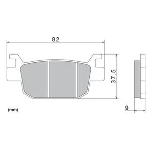 Remblokken NISSIN semi-metallische samenstelling 82x37,5x9 mm 2 stuks