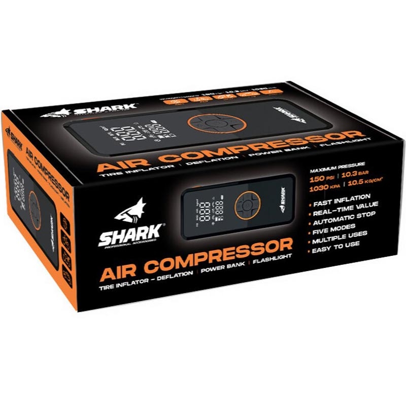 Accucompressor met powerbank SHARK BP-150 zwart