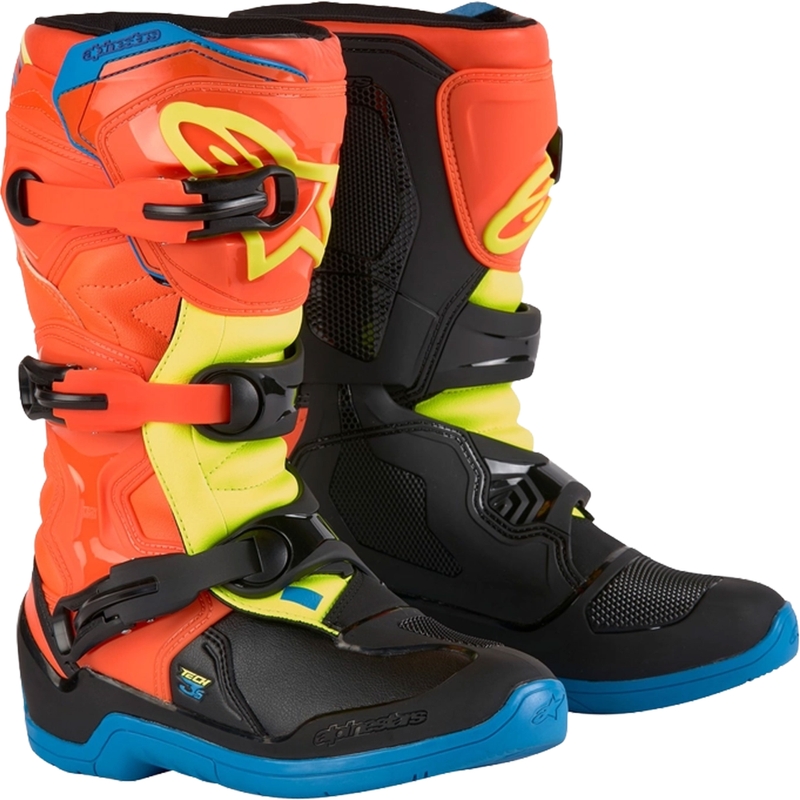 Alpinestars Tech 3S Youth oranje-fluo-blauw-geel-zwart kinder motorlaarzen