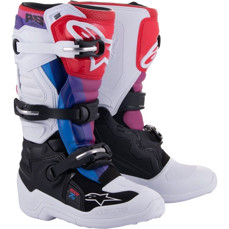 Alpinestars Tech 7 S Kindercrosslaarzen Wit-Zwart-Rood-Blauw-Paars
