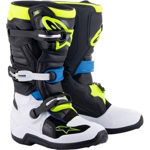 Alpinestars Tech 7 S kindermotorlaarzen zwart-wit-fluo geel-blauw