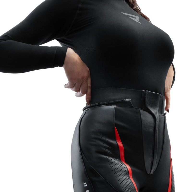 Dames leren motorbroek Rebelhorn Diva zwart-rood