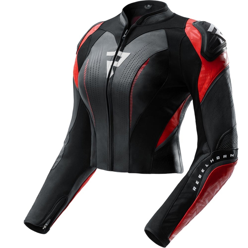 Dames leren motorjas Rebelhorn Diva RS zwart-rood
