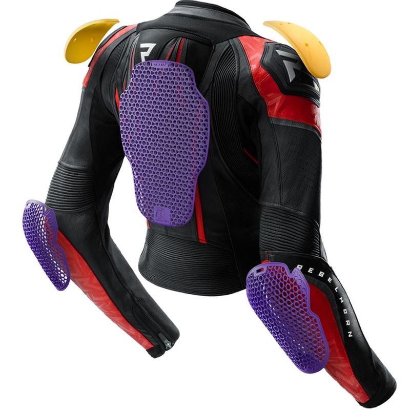 Dames leren motorjas Rebelhorn Diva RS zwart-rood