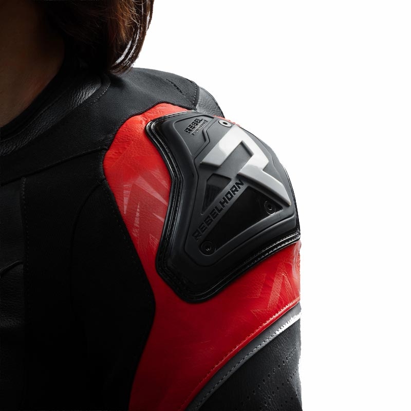 Dames leren motorjas Rebelhorn Diva RS zwart-rood