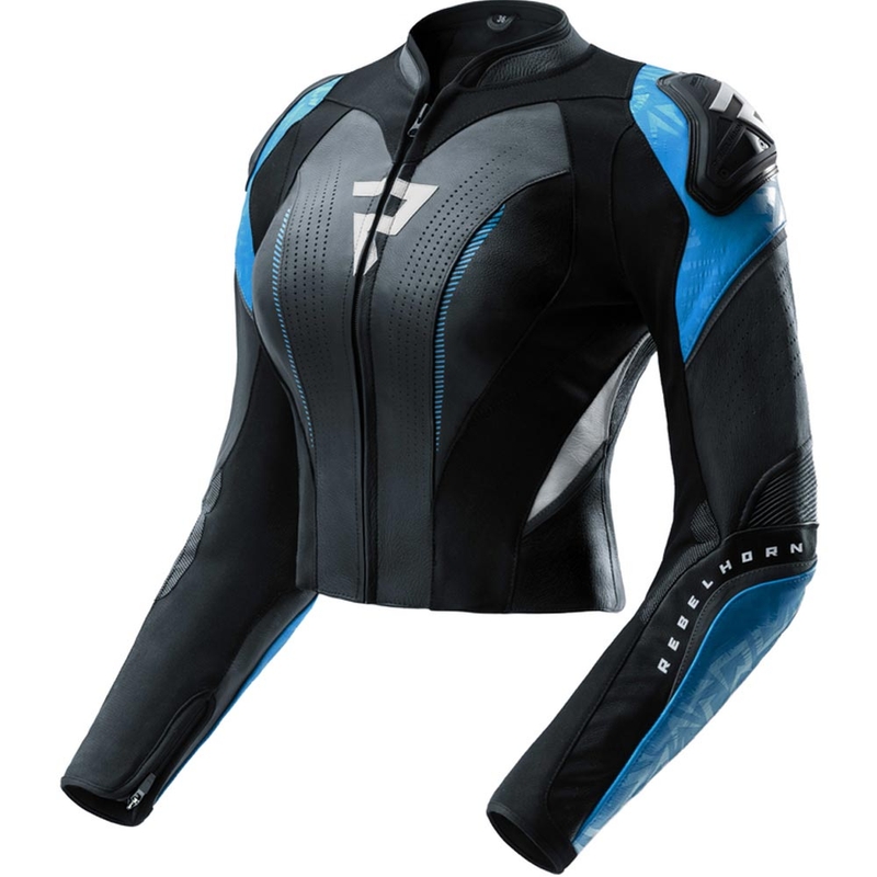 Dames leren motorjas Rebelhorn Diva RS zwart-blauw