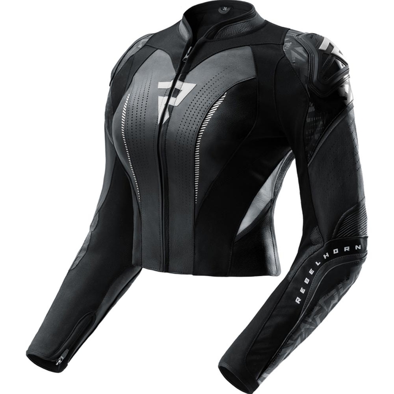 Dames leren motorjas Rebelhorn Diva RS zwart-wit