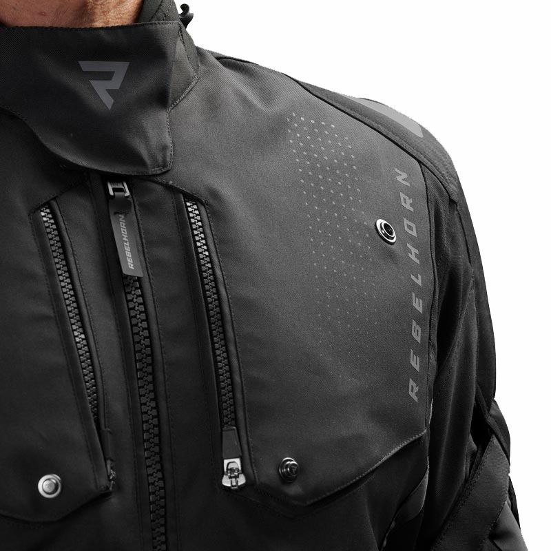 Rebelhorn Hiker IV motorjas zwart-donkergrijs-rood