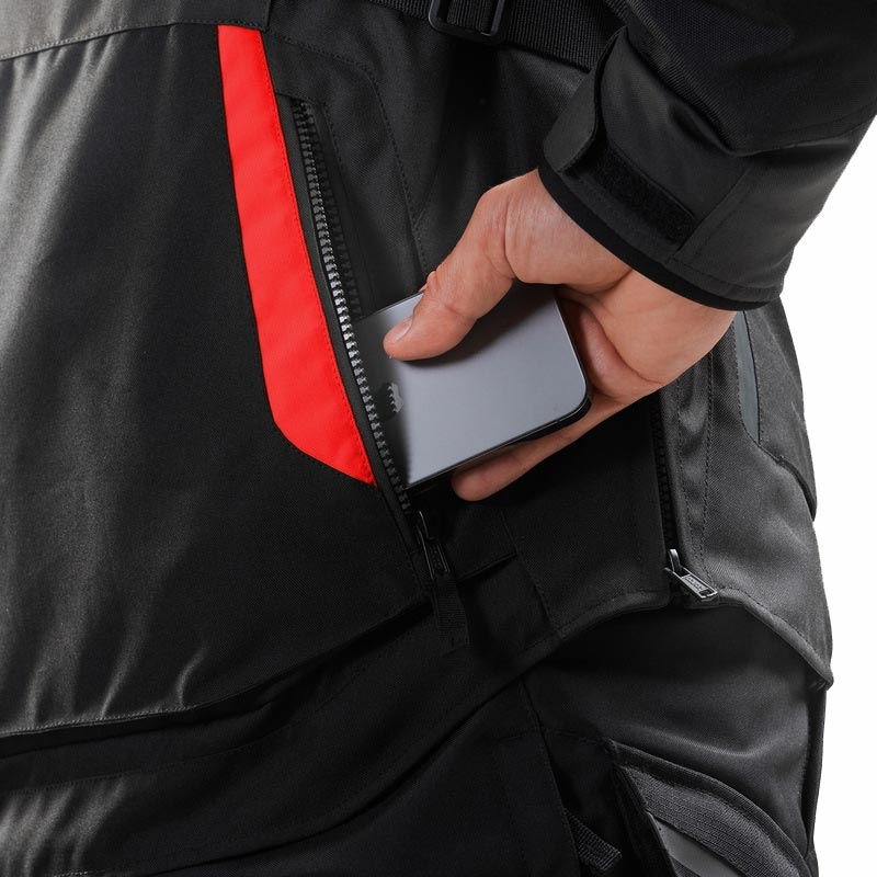 Rebelhorn Hiker IV motorjas zwart-donkergrijs-rood