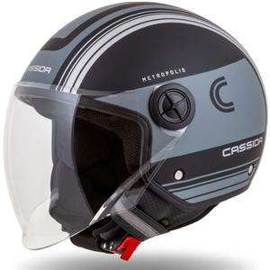 Cassida Handy Metropolis Vision open face motorhelm zwart-reflecterend grijs