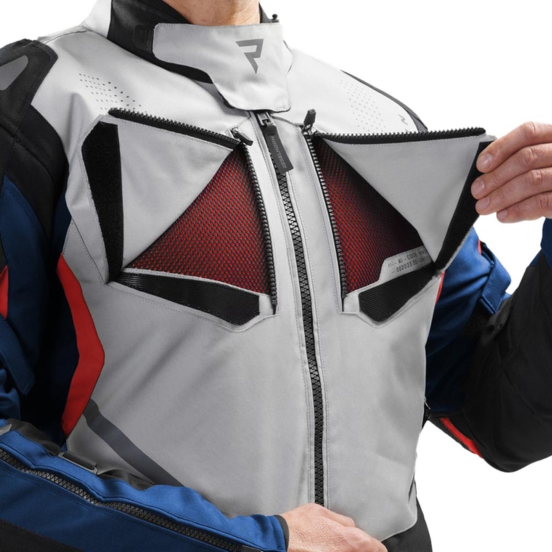 Rebelhorn Hiker IV motorjas lichtgrijs-blauw-rood