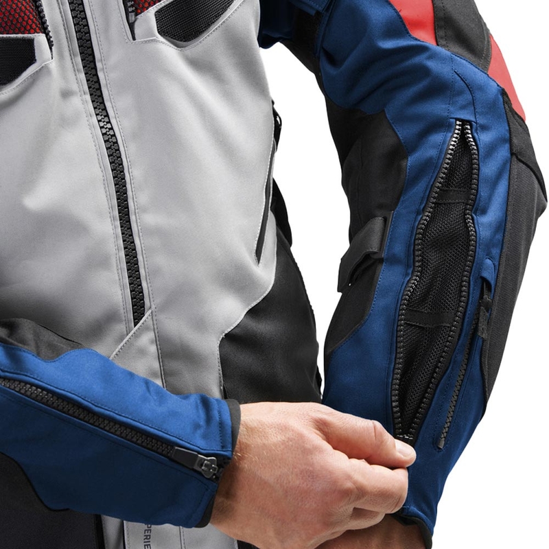 Rebelhorn Hiker IV motorjas lichtgrijs-blauw-rood