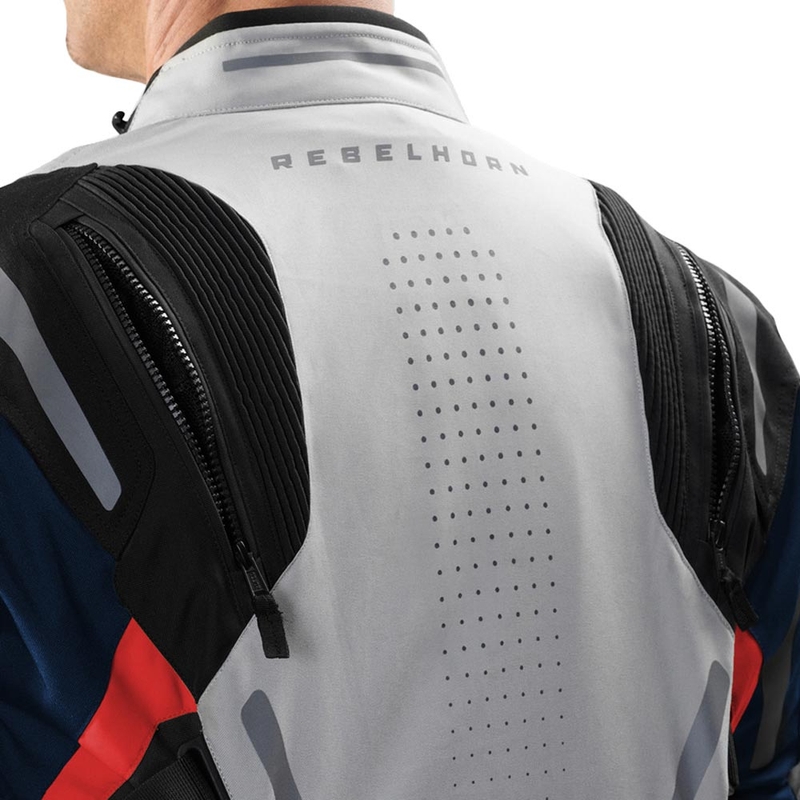Rebelhorn Hiker IV motorjas lichtgrijs-blauw-rood