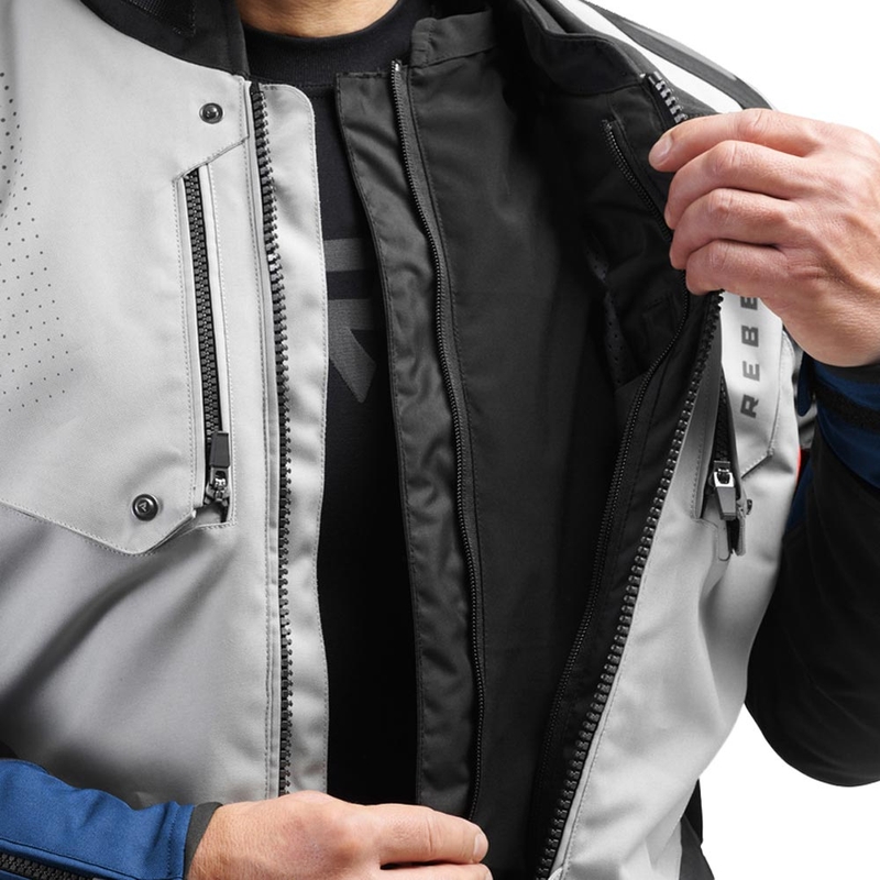 Rebelhorn Hiker IV motorjas lichtgrijs-blauw-rood