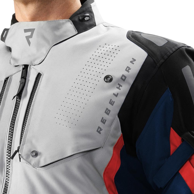Rebelhorn Hiker IV motorjas lichtgrijs-blauw-rood