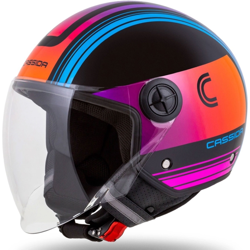 Cassida Handy Metropolis Zwart-Turkoois Kleurverloop Open Motorhelm