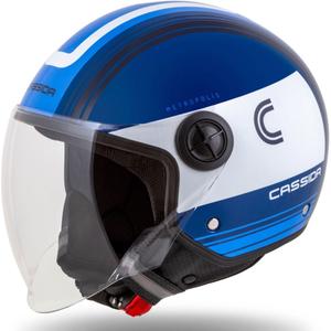 Cassida Handy Metropolis Blauw Wit Open Motorhelm