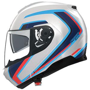 Opklapbare motorhelm Nolan N100-6 Radiante N-COM 358 wit-grijs-blauw
