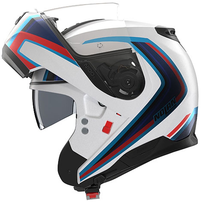 Opklapbare motorhelm Nolan N100-6 Radiante N-COM 358 wit-grijs-blauw