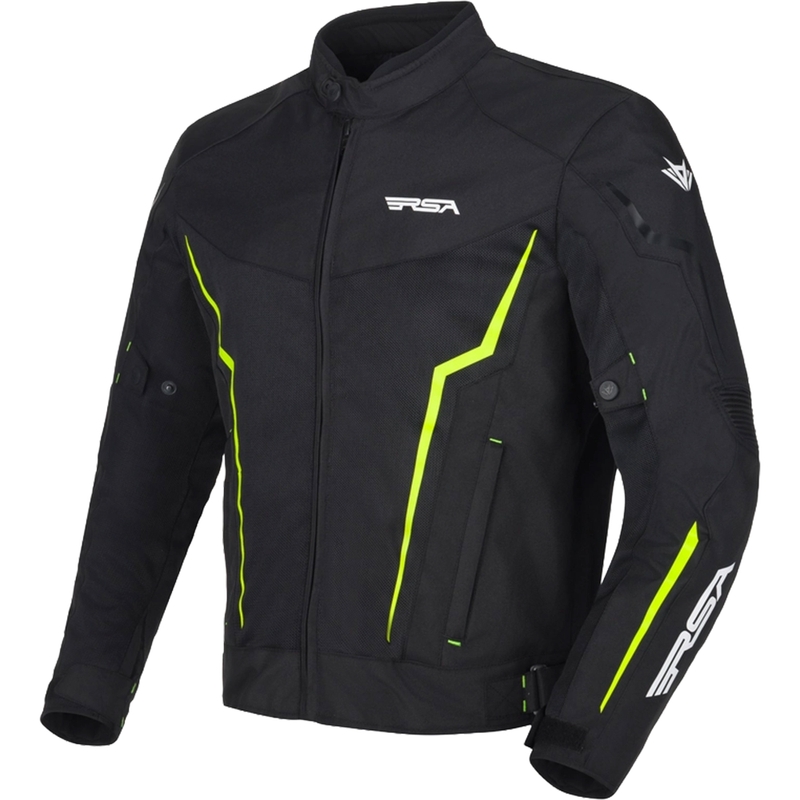 Motorjas RSA Bolt zwart-wit-fluogeel