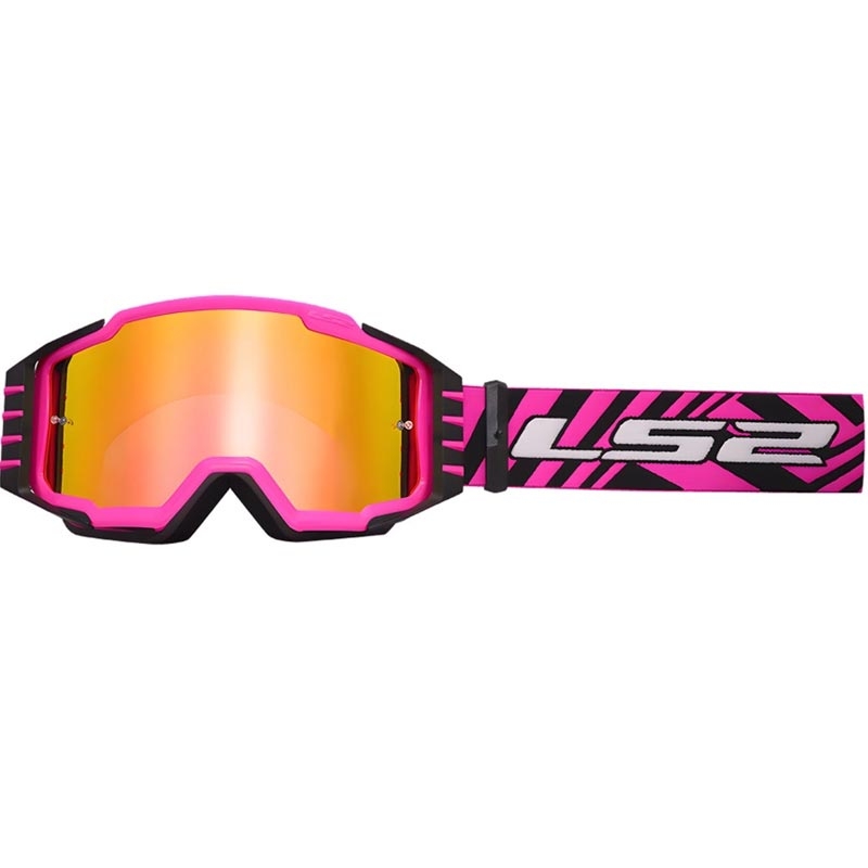 Motocrossbril LS2 Charger PRO roze met iridium plexiglas