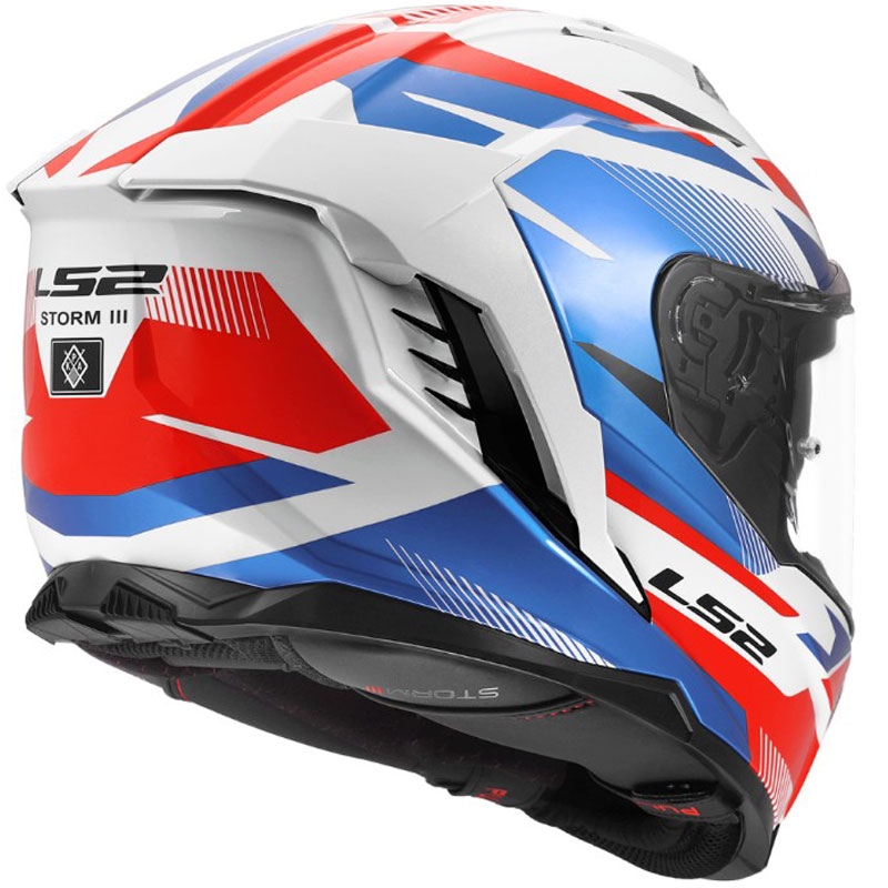 Integraal motorhelm LS2 FF818 Storm III Komai glanzend wit-blauw-rood