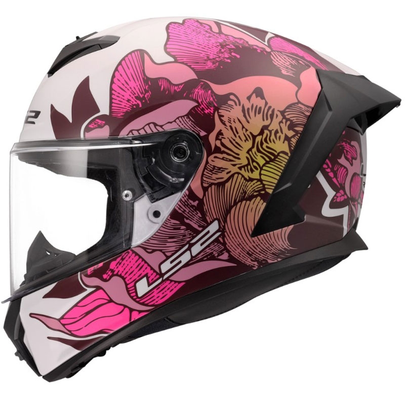 Integraal motorhelm LS2 FF820 Rapid III Poppies II glanzend wit-roze