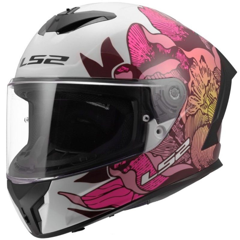 Integraal motorhelm LS2 FF820 Rapid III Poppies II glanzend wit-roze