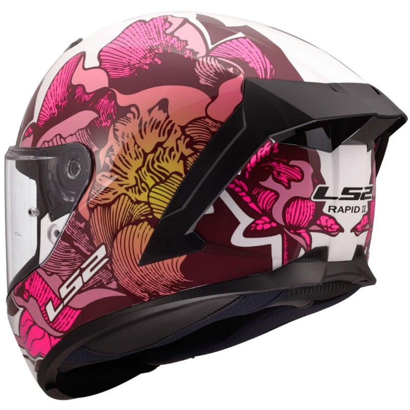 Integraal motorhelm LS2 FF820 Rapid III Poppies II glanzend wit-roze