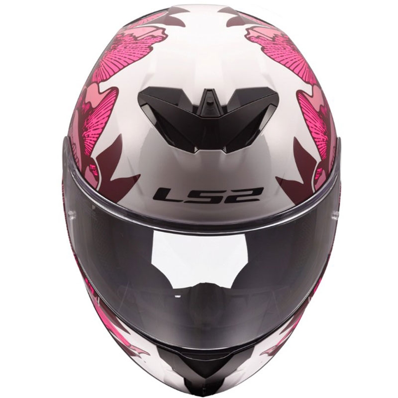 Integraal motorhelm LS2 FF820 Rapid III Poppies II glanzend wit-roze