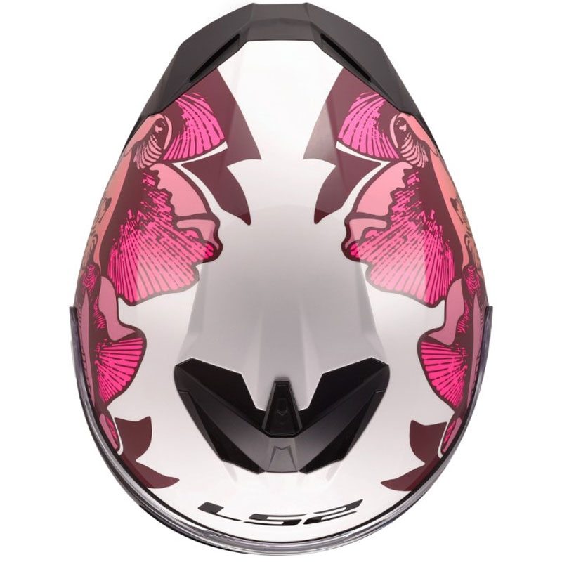 Integraal motorhelm LS2 FF820 Rapid III Poppies II glanzend wit-roze