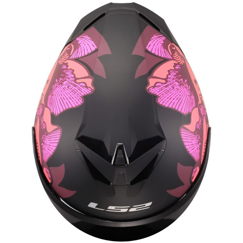 Integraal motorhelm LS2 FF820 Rapid III Poppies II matzwart-roze