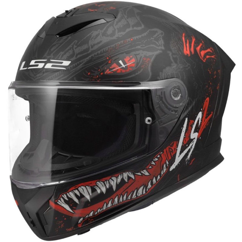 Integraal motorhelm LS2 FF820 Rapid III Kaiju II matzwart-rood-wit
