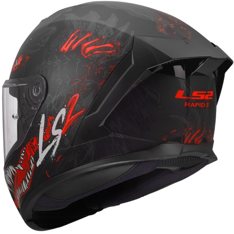 Integraal motorhelm LS2 FF820 Rapid III Kaiju II matzwart-rood-wit