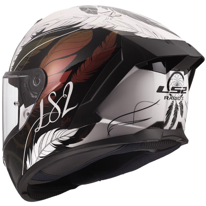 Integraal motorhelm LS2 FF820 Rapid III Boho glanzend wit-zwart-roze