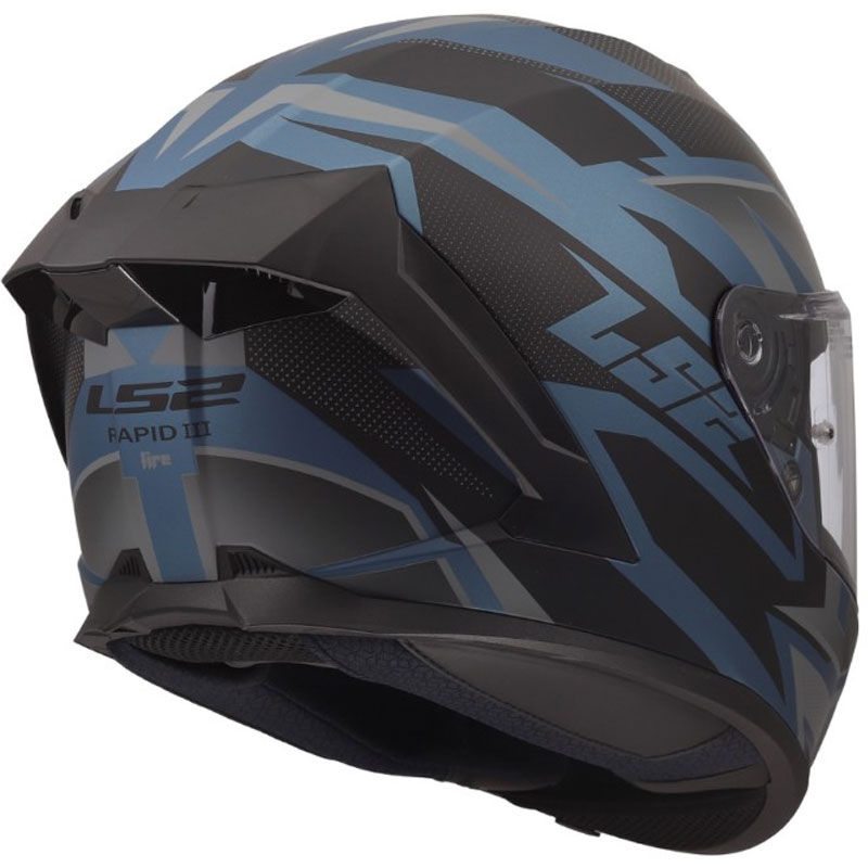 LS2 FF820 Rapid III Xtrem integraal motorhelm matzwart-blauw-petrol