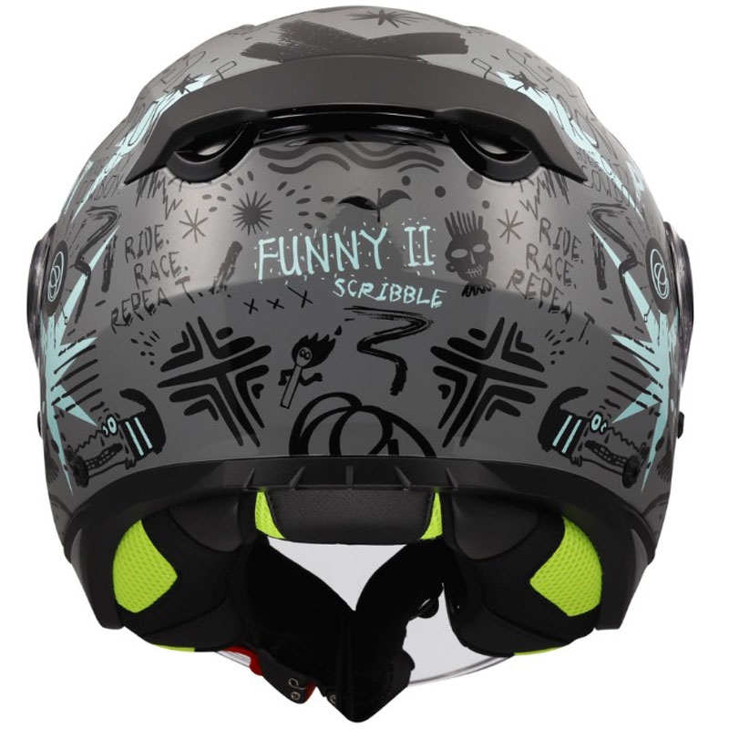 Kindermotorhelm met open gezicht LS2 OF622 Funny II Scribble glanzend grijsblauw