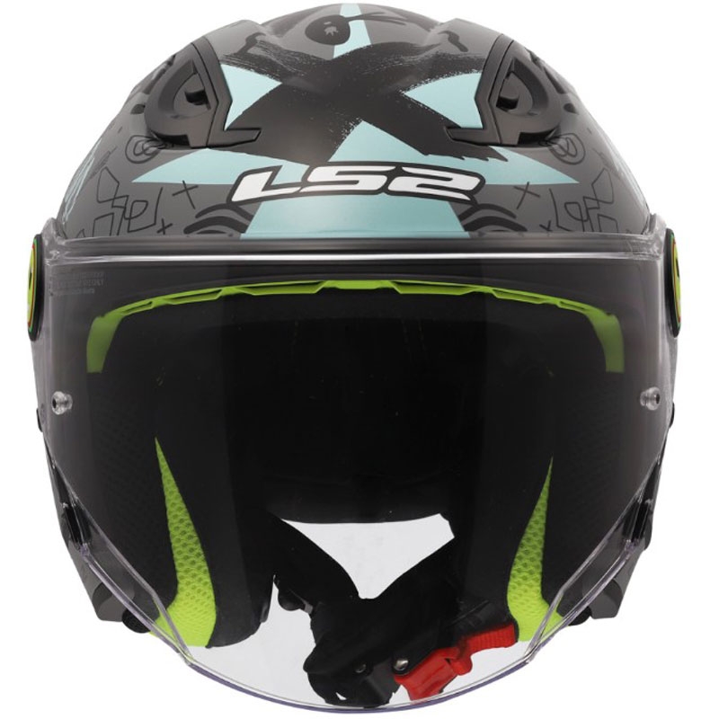 Kindermotorhelm met open gezicht LS2 OF622 Funny II Scribble glanzend grijsblauw