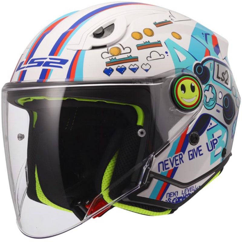Kindermotorhelm met open gezicht LS2 OF622 Funny II Next Level glanzend wit