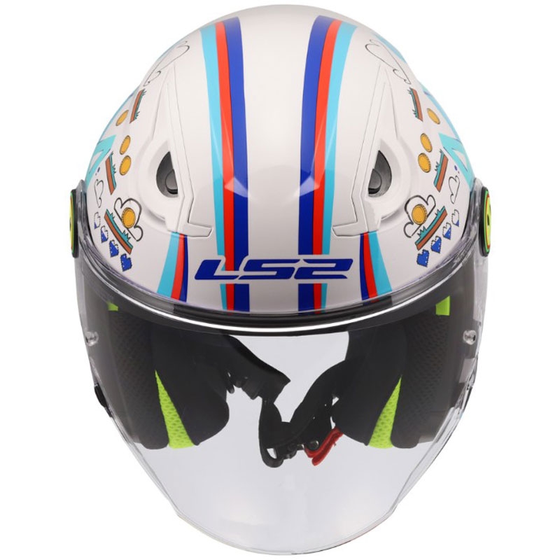 Kindermotorhelm met open gezicht LS2 OF622 Funny II Next Level glanzend wit