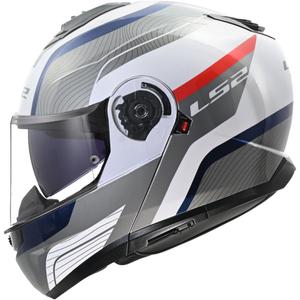 Opklapbare helm LS2 FF908 Strobe II Monza glanzend wit-blauw-rood